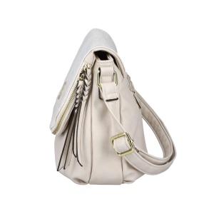 Geanta dama bej casual piele ecologica crossbody si de umar cu bareta reglabila Rieker H1117-80-Bej
