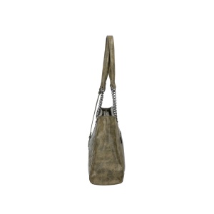 Geanta dama verde casual piele ecologica de mana cu accesorii metalice Rieker H1336-54-Verde