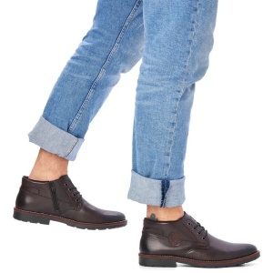 Ghete barbati maro casual piele naturala imblanite cu toc Rieker 15339-25-Maro
