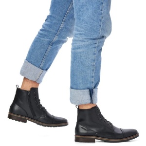 Ghete barbati negru casual piele naturala cu toc Rieker 33205-00-Negru