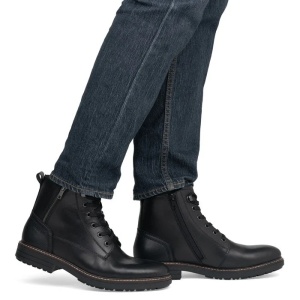 Ghete barbati negru casual piele naturala imblanite cu toc Rieker 33104-00-Negru