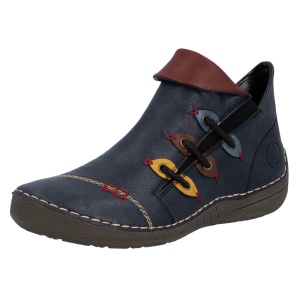 Ghete dama albastru casual piele ecologica cu talpa joasa Rieker 72581-14-Albastru