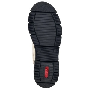 Ghete dama bej casual piele ecologica imblanite cu talpa joasa Rieker X3428-60-Bej