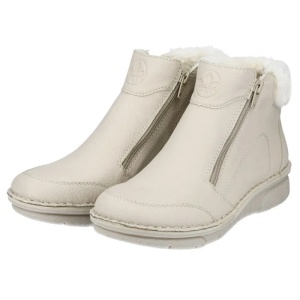 Ghete dama bej casual piele ecologica imblanite cu talpa joasa Rieker 73352-60-Bej