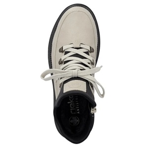 Ghete dama bej casual piele ecologica impermeabile imblanite cu toc Rieker Y3158-60-Bej