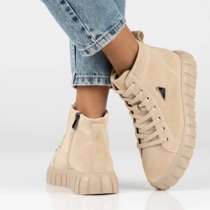 Ghete dama bej casual piele naturala cu talpa joasa Filippo DBT4146-23-BE-Bej
