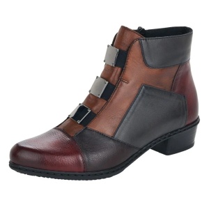 Ghete dama bordo casual piele naturala cu toc Rieker Y0764-35-Bordo