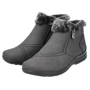 Ghete dama gri casual piele naturala impermeabile imblanite cu talpa joasa Rieker L1868-45-Gri
