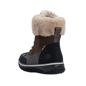 Ghete dama maro casual piele ecologica impermeabile imblanite cu talpa joasa Rieker Z4203-25-Maro