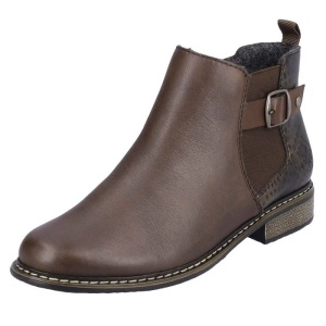 Ghete dama maro casual piele naturala cu toc Rieker Z4965-25-Maro