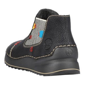 Ghete dama negru casual piele ecologica cu talpa joasa Rieker 51592-00-Negru