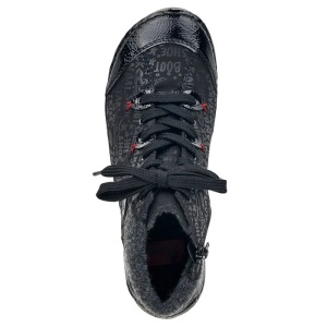 Ghete dama negru casual piele ecologica cu talpa joasa Rieker 52513-00-Negru