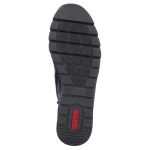 Ghete dama negru casual piele ecologica cu talpa joasa Rieker N3374-00-Negru