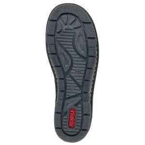 Ghete dama negru casual piele ecologica imblanite cu talpa joasa Rieker 73362-00-Negru
