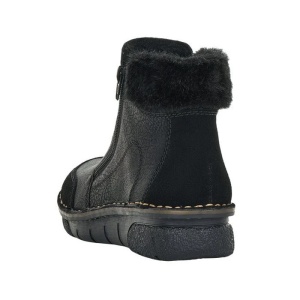 Ghete dama negru casual piele ecologica imblanite cu talpa joasa Rieker 73352-00-Negru