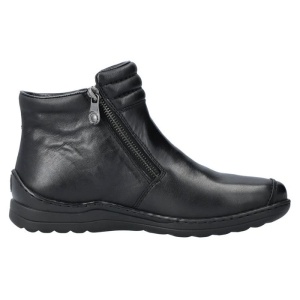 Ghete dama negru casual piele naturala imblanite cu talpa joasa Rieker 48999-00-Negru
