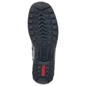 Ghete dama negru casual piele naturala impermeabile imblanite cu talpa joasa Rieker Z7172-00-Negru