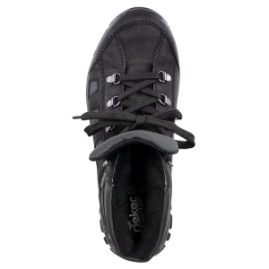 Ghete dama negru sport piele ecologica impermeabile imblanite cu talpa joasa Rieker M9844-00-Negru