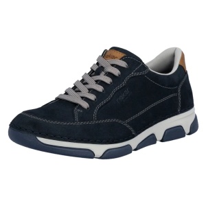 Pantofi barbati albastru casual piele naturala cu talpa joasa Rieker 15900-14-Albastru