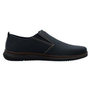 Pantofi barbati albastru casual piele naturala perforati cu talpa joasa Rieker 10452-14-Albastru
