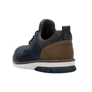 Pantofi barbati albastru inchis casual piele naturala cu talpa joasa Rieker 14450-15-Albastru-Inchis