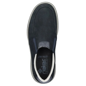 Pantofi barbati albastru inchis casual piele naturala cu talpa joasa Rieker 17359-14-Albastru-Inchis