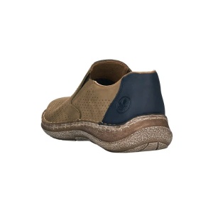 Pantofi barbati bej casual piele naturala perforati cu talpa joasa Rieker 03076-64-Bej