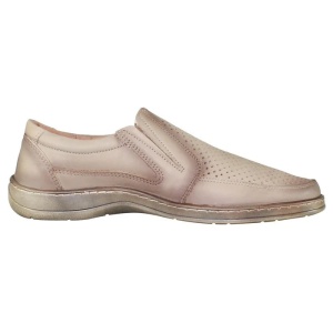 Pantofi barbati bej casual piele naturala perforati cu talpa joasa Nicolis 200589-Bej