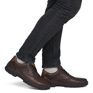 Pantofi barbati maro casual piele naturala cu talpa groasa Rieker 12213-25-Maro