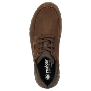 Pantofi barbati maro casual piele naturala impermeabili cu talpa joasa Rieker 03601-22-Maro