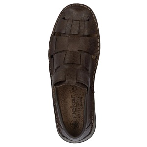 Pantofi barbati maro casual piele naturala perforati cu talpa joasa Rieker 05281-25-Maro