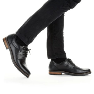 Pantofi barbati negru casual piele naturala cu toc Rieker 14603-00-Negru