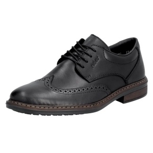 Pantofi barbati negru casual piele naturala cu toc Rieker 17620-00-Negru