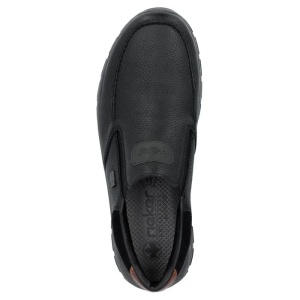 Pantofi barbati negru casual piele naturala impermeabili cu talpa joasa Rieker 03651-00-Negru