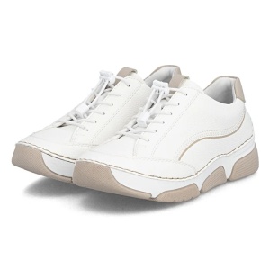 Pantofi dama alb casual piele ecologica cu talpa joasa Rieker 45969-80-Alb