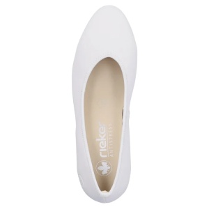 Pantofi dama alb casual piele naturala cu toc Rieker 44650-80-Alb