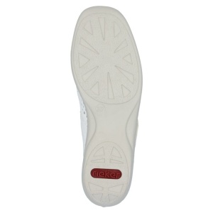 Pantofi dama alb casual piele naturala perforati cu talpa joasa Rieker 41399-80-Alb