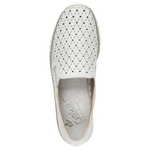 Pantofi dama alb casual piele naturala perforati cu talpa joasa Rieker 53795-80-Alb