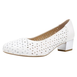 Pantofi dama alb casual piele naturala perforati cu toc Karisma JIJI20106C-13-N-Alb