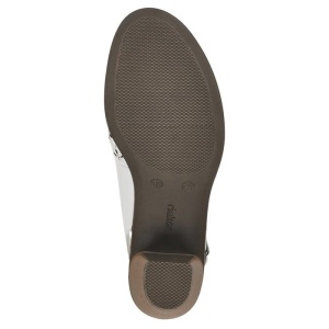 Pantofi dama alb casual piele naturala perforati cu toc Rieker 40981-80-Alb