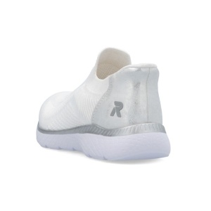 Pantofi dama alb sport textil cu talpa joasa Rieker M5072-80-Alb