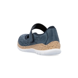 Pantofi dama albastru casual piele ecologica cu talpa joasa Rieker N4299-14-Albastru