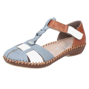 Pantofi dama albastru casual piele ecologica cu talpa joasa Rieker M1665-90-Albastru
