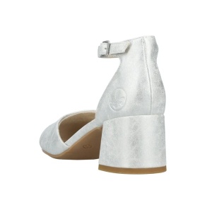 Pantofi dama argintiu eleganti piele ecologica cu toc Rieker 44762-90-Argintiu