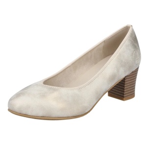 Pantofi dama auriu casual piele ecologica cu toc Rieker 44650-91-Auriu