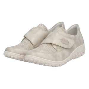 Pantofi dama auriu casual piele ecologica ortopedici cu talpa joasa Rieker 59552-62-Auriu