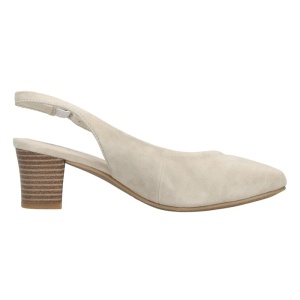 Pantofi dama bej casual piele intoarsa cu toc Rieker 44651-60-Bej