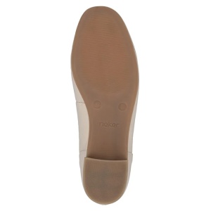 Pantofi dama bej casual piele naturala cu toc Rieker 43453-62-Bej