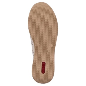 Pantofi dama bej casual piele naturala perforati cu platforma Rieker N4552-60-Bej
