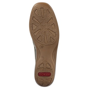 Pantofi dama bej casual piele naturala perforati cu talpa joasa Rieker 41351-90-Bej